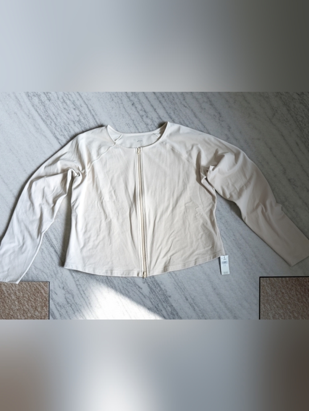 OFFLINE by Aerie Women’s Ribbed Full Zip Cropped Track Jacket White XL
